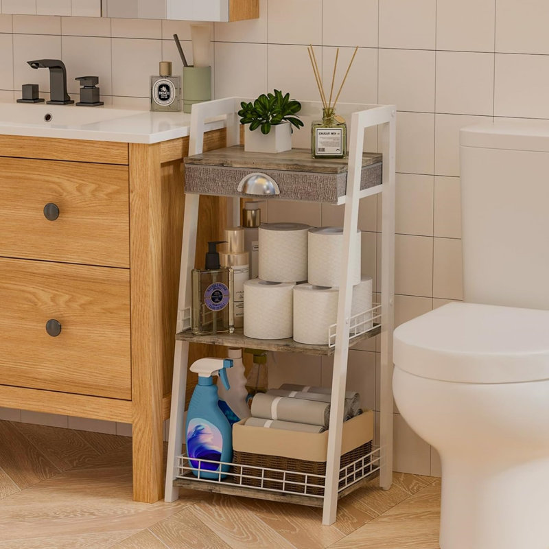 Étagère de salle de bain à 3 niveaux, Blanc