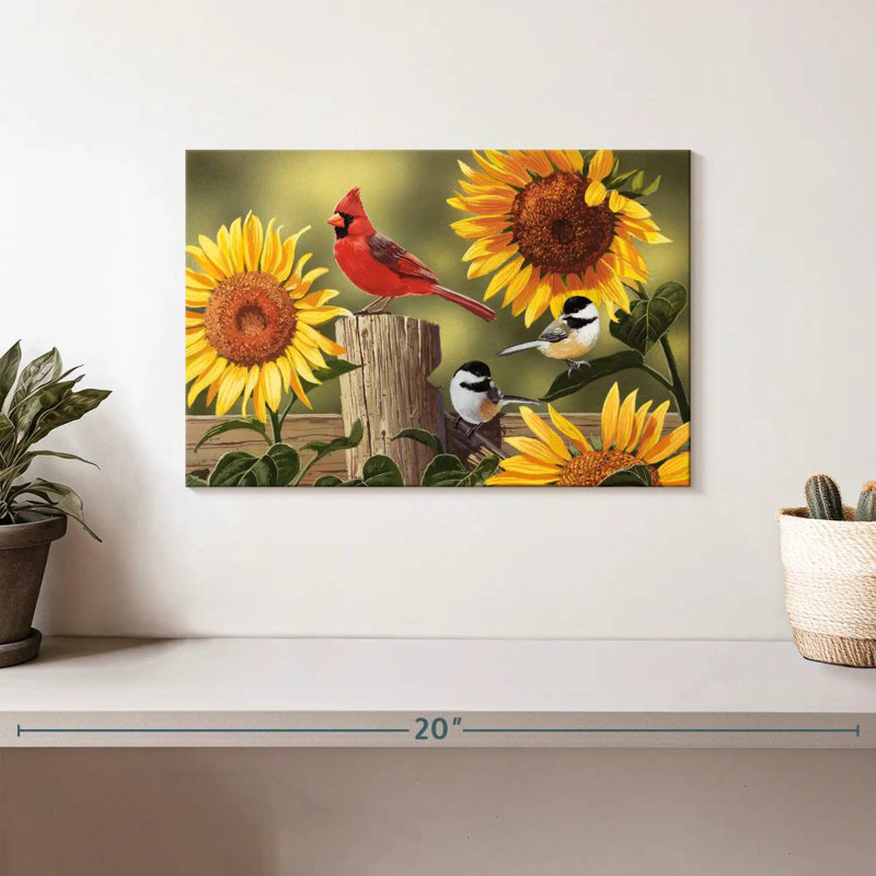 Brampt Sunflowers And Songbirds, 8" H x 12" W
