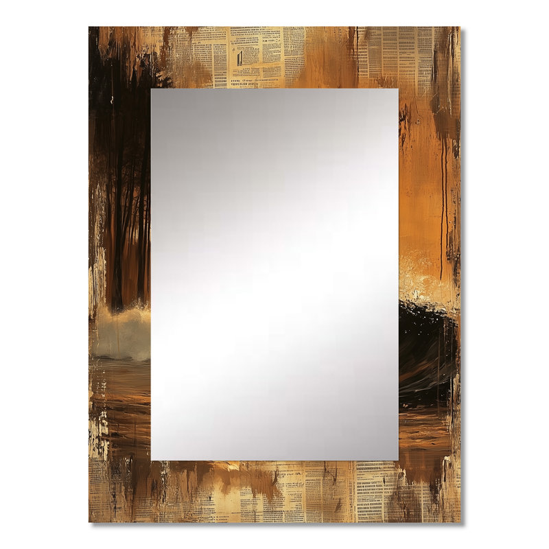 Paysage de surf jaune rétro - miroir mural de surf, miroir décoratif moderne, impression d'art en métal, 32 po x 24 po