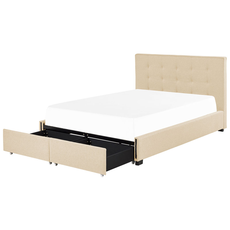 Lundys Upholstered Storage Bed, Beige, Double (4'6)