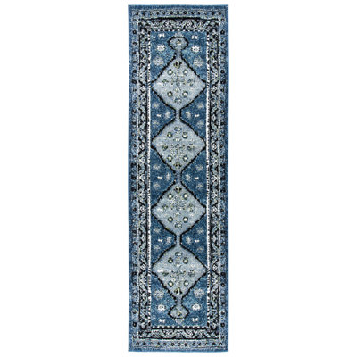 Tapis gris /bleu à motif Sud-Ouest