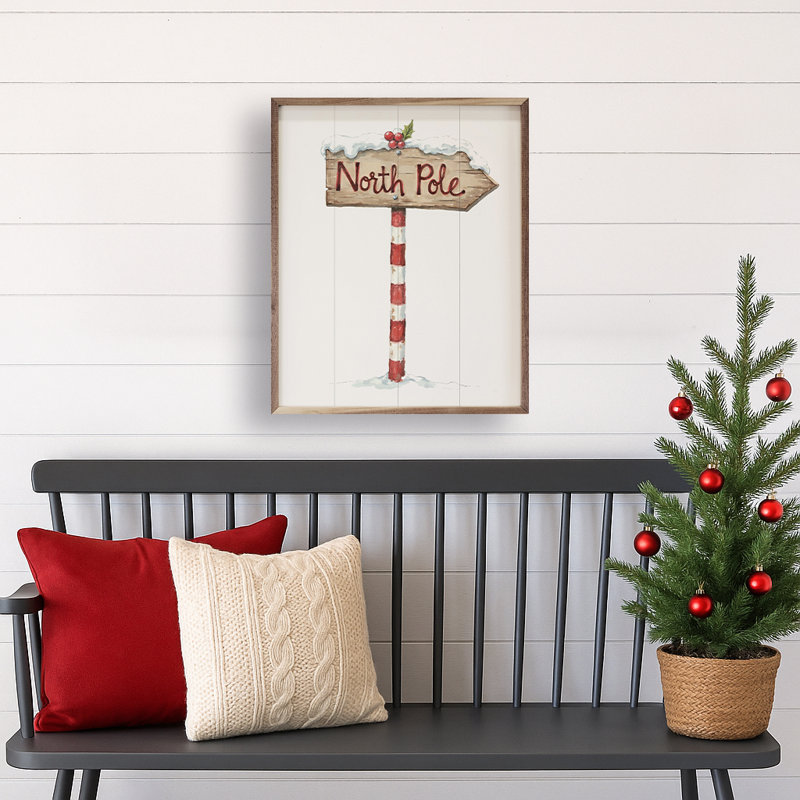 Panneau de Noël au pôle Nord, H 30 po x l 24 po
