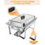 Professional Buffet Food Warmer Set - 4 Pack 8QT Rectangular Stainless Steel Chafing Dishes with Lid Holders - Portable Chafer Servers for Kitchen, Parties, Banquets, Catering Events