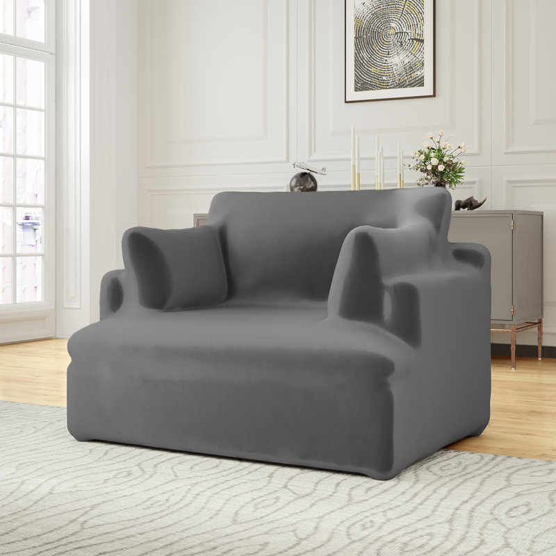 T-Cushion Sofa Slipcover, Grey