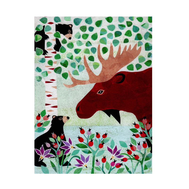 Art mural sur toile tendue - «Wilderness Collage I» de Kim Conway pour décoration de salon, de chambre à coucher ou de bureau - 35 x 47