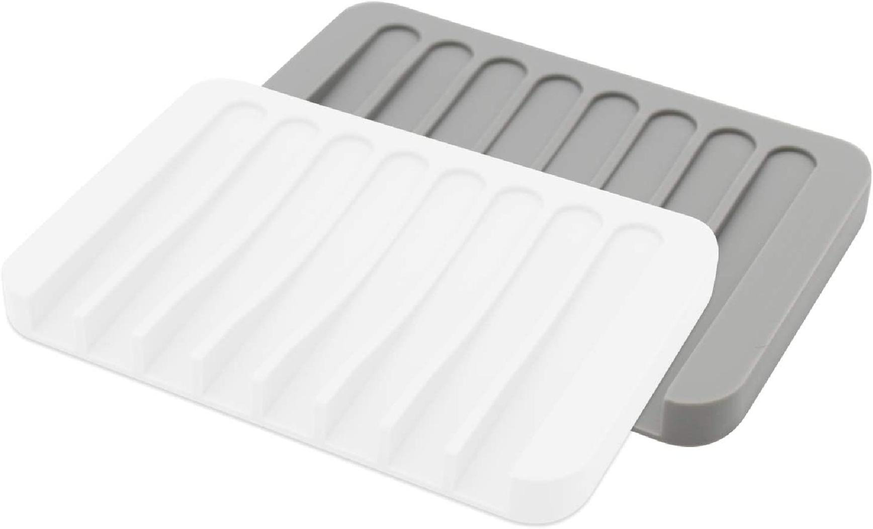 Silicone Kitchen Sink Tray Soap Dish Holder with Built-in Drain