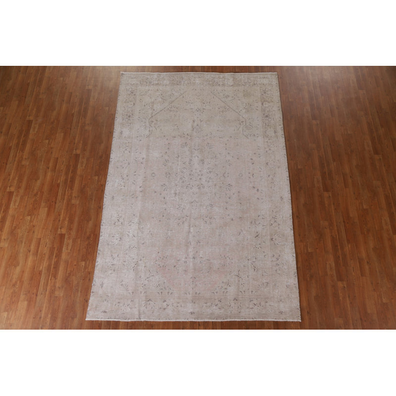 Tapis persan Tabriz patiné délavé noué à la main 7 x 10