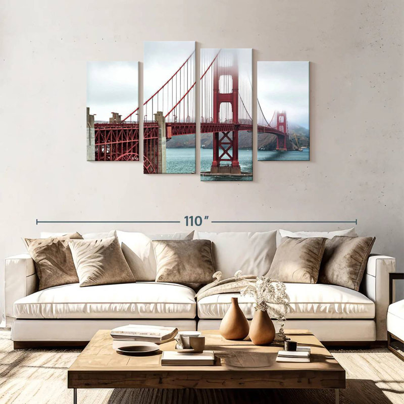 Lilie Golden Gate Bridge Stormy Mist, 48" H x 75" W