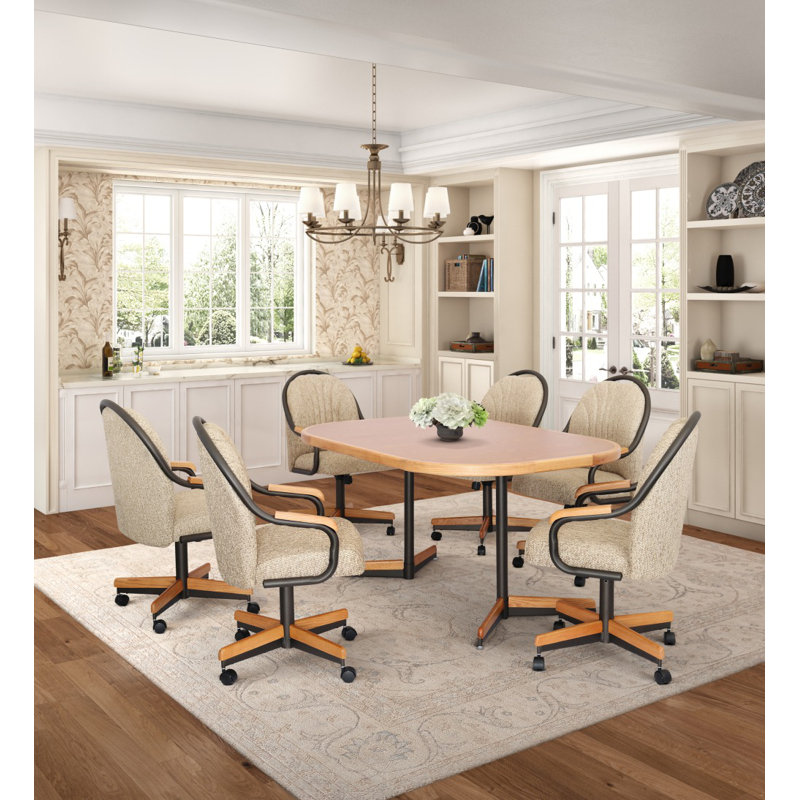 Ensemble de salle à manger à roulettes extensible 7 pièces, Espresso, H 30 po x l 42 po x L 42/60 po