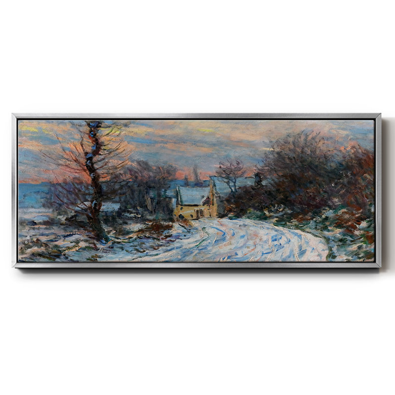 Road to Giverny in Winter, 1885 (1) - Reproduction sur toile flottante, H 12 po x l 30 po x P 1,5 po, Argent