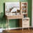 45" Fluted Makeup Vanity Desk With Mirror And Lights, 5 Drawers Glass Top Makeup Vanity With 4 Storage And 9-grid Organizer