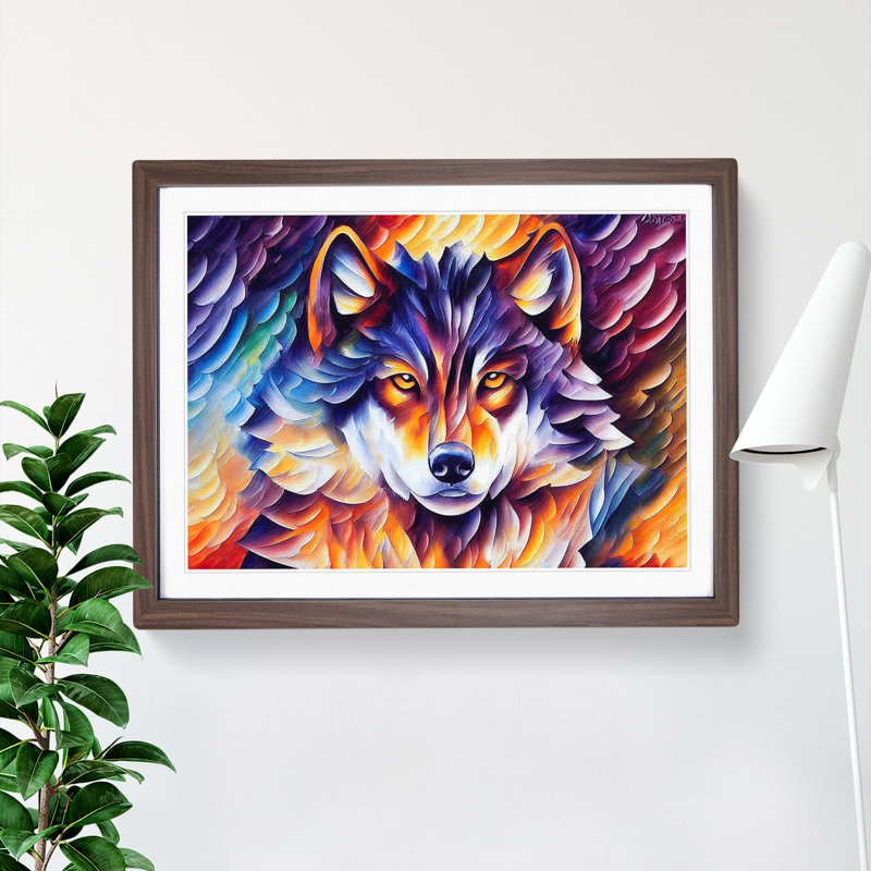 XH1022-10268X Wolf Painting Vol.3 Abstract - Single Picture Frame Print, 25cm H x 34cm W x 2cm D, Walnut Framed