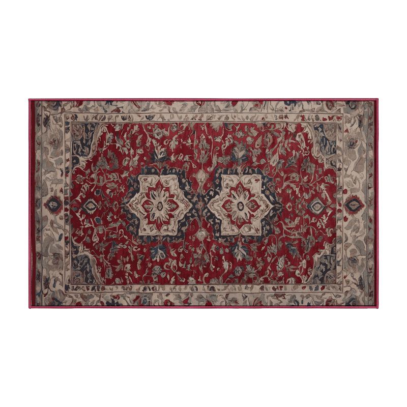 Machine Washable Red Area Rug, Rectangle 4' x 6'