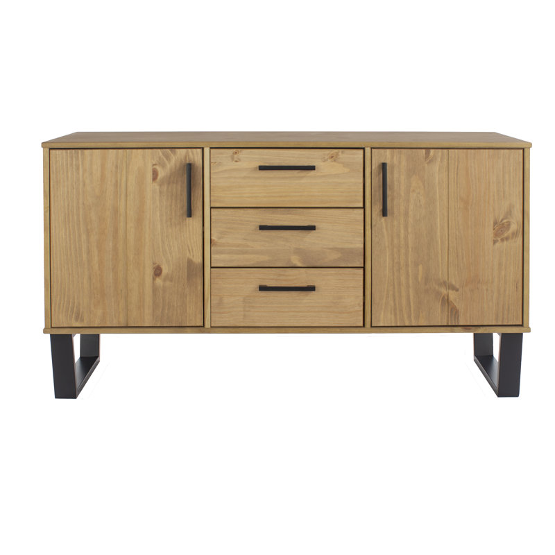 Euda large sideboard, 3 Drawer, 2 door, industrial design pine sideboard, Pine