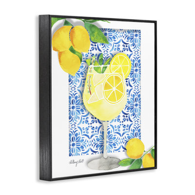 Mediterranean Limoncello Drink Framed Giclee, design by Hillary Holt