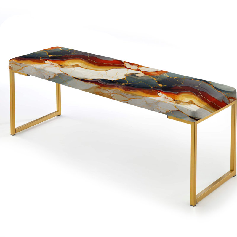 Beauty Marble Motif I - Banc rembourré en marbre doré