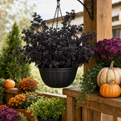 Lot de 12 tiges de fleurs artificielles noires, 47 cm (18,5 pouces), fausses branches de fleurs noires, pics floraux artificiels pour vases, décoration de table gothique pour Halloween, mariage ou fête.