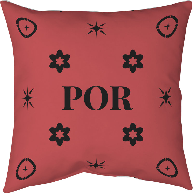 Coussin en coton Portland, Portland noir / rouge / noir, H 16 po x l 16 po