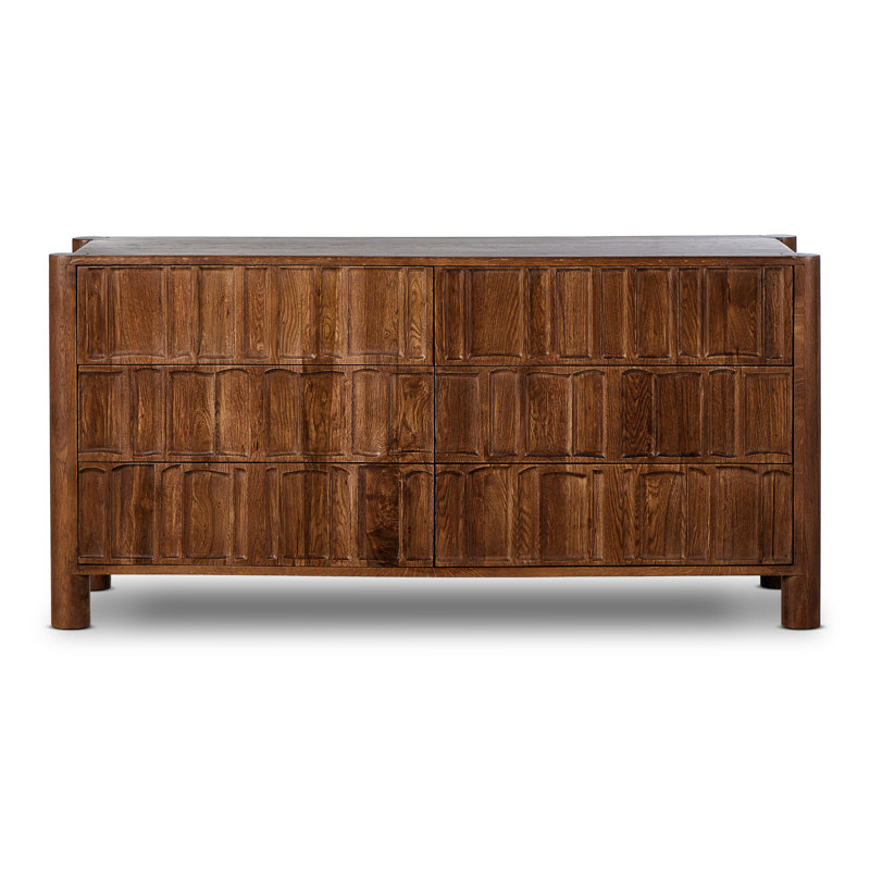 Ezri 6 - Drawer Solid Wood Dresser, Walnut