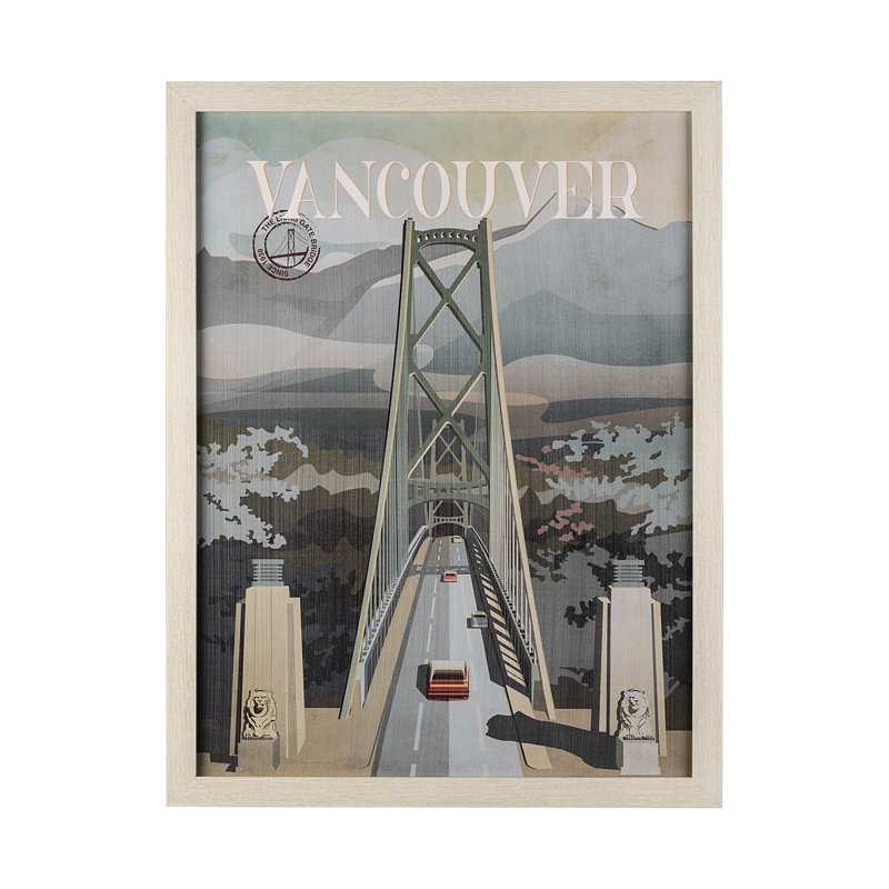 «Vancouver Go» par Simone, reproduction d'art encadrée sous verre, H 43 po x l 33 po x P 1,5 po, Cadre photo brun simple