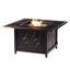 Ensemble de table de foyer en aluminium noir avec quatre causeuses profondes-687634585