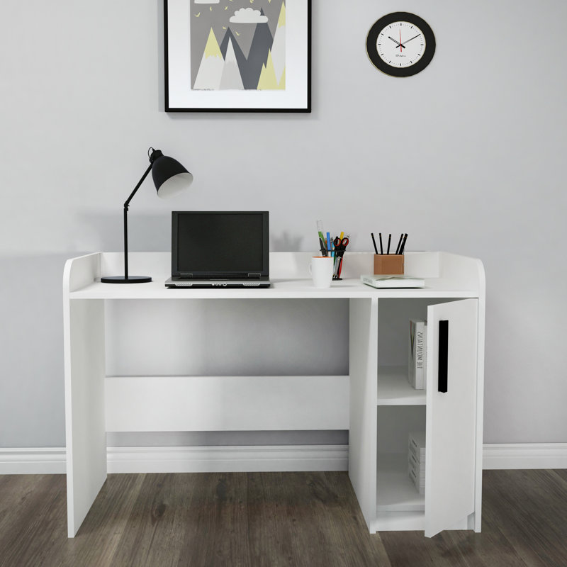 Lelia Computer Desk With Cabinet, White