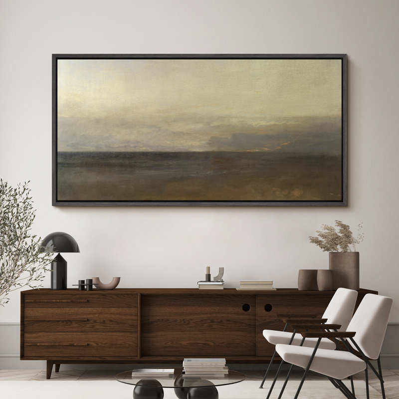 «Minimal Landscape Misty Seashore At Dusk Peaceful Beach Landscape», reproduction d'art sur toile, H 30 po x l 60 po