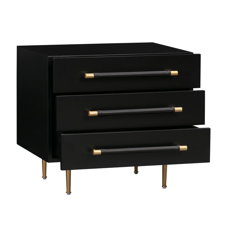 Wooden Nightstand, Black