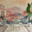 Murale douce paysage de montagne pastel-123038771