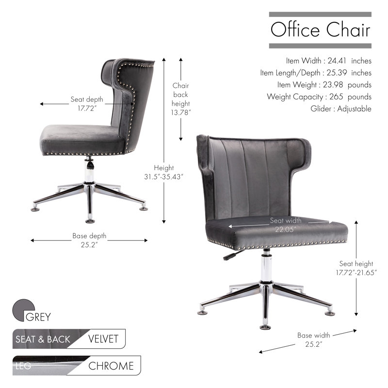 Velvet Task Chair, Grey