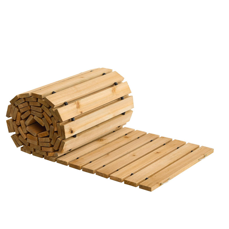 Allée de jardin en bois de sapin résistante aux intempéries 12 pi 12 pi, Naturel, H 1 po x l 144 po x P 17 po