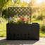 Boîte à fleurs 2 pièces en métal avec treillis - lit de jardin surélevé de 23,6 po de profondeur pour une utilisation extérieure à l'intérieur, pot à fleurs en acier galvanisé résistant à la rouille avec trous de drainage, noir tulipe