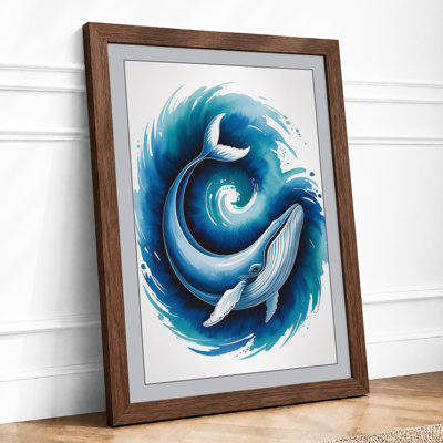 Whale in Motion Coastal - Framed Print