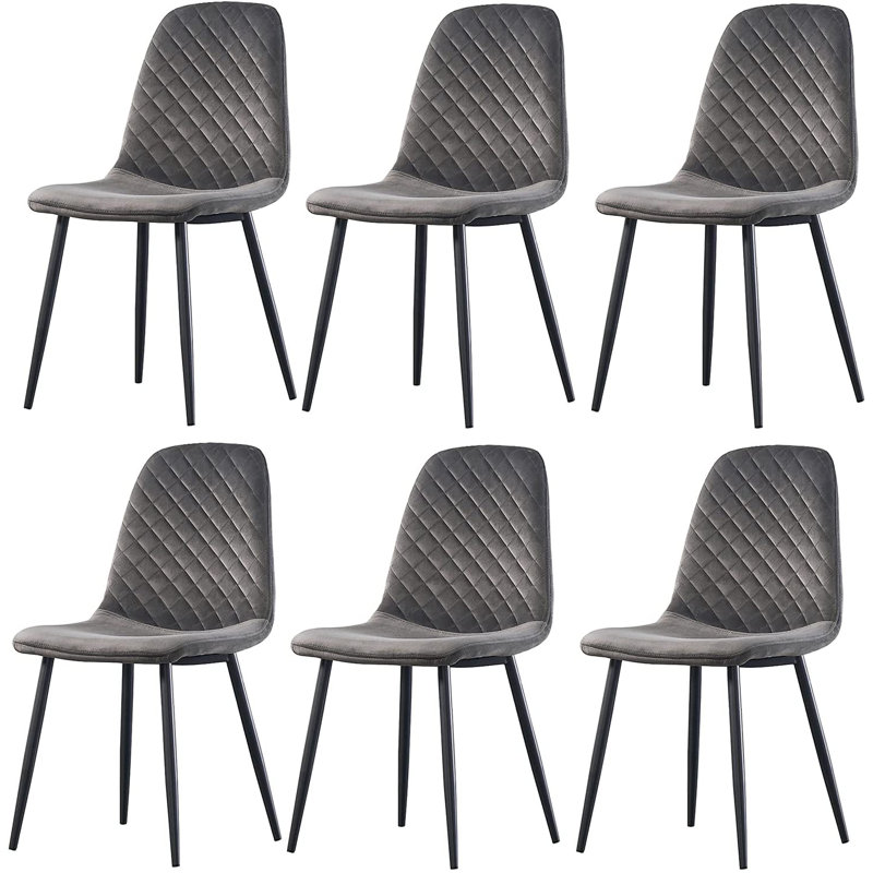 Wellersburg Modern Velvet Upholstered Armless Dining Chair, Grey Velvet, Black