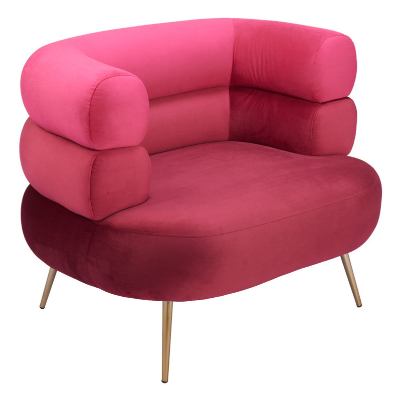 Fauteuil rembourré 41 po en velours rouge et or