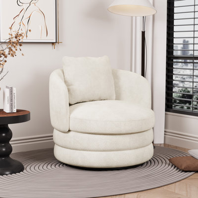 Modern Chenille Upholstered Swivel Barrel Chair