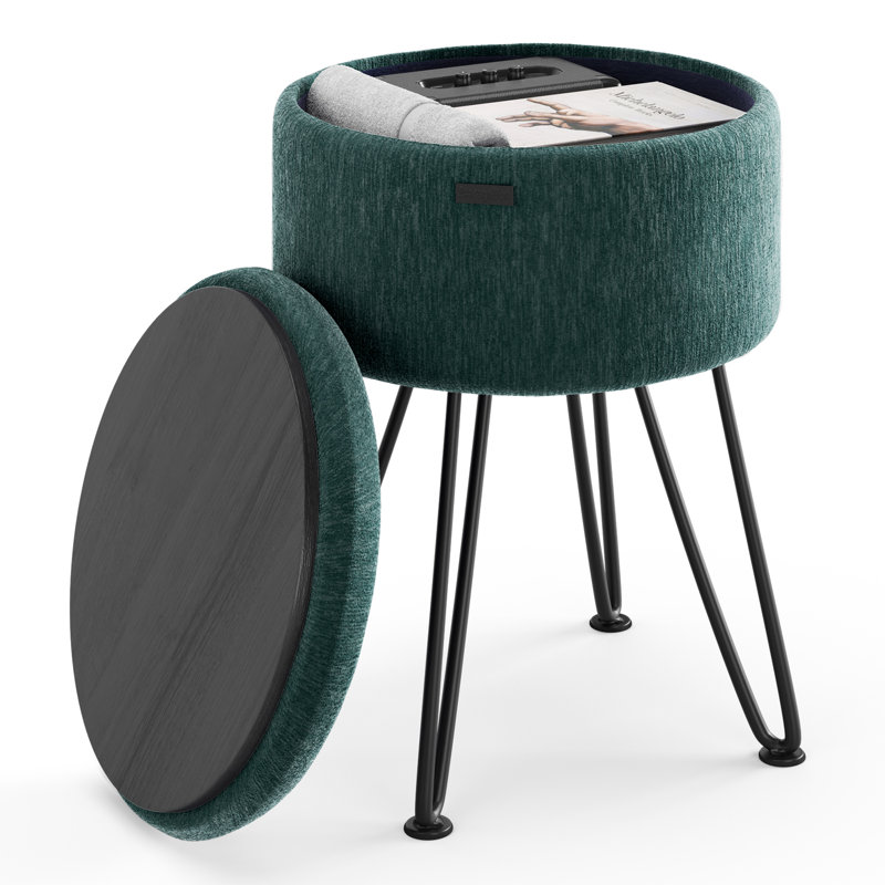 Table d'appoint moderne avec rangement, Velours vert, Noir
