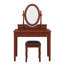 Ensemble de coiffeuse avec miroir à angle réglable, table de maquillage rétro et tabouret rembourré avec doublure en velours 5 tiroirs-1971057416