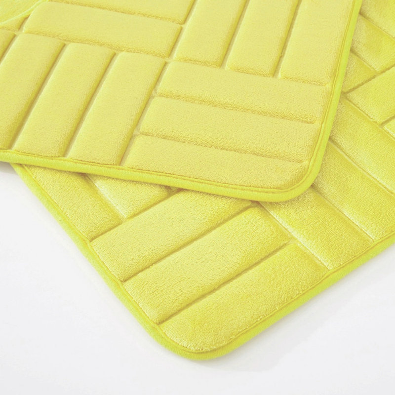 Eillen Flannel Non-Slip Bath Rug, Yellow