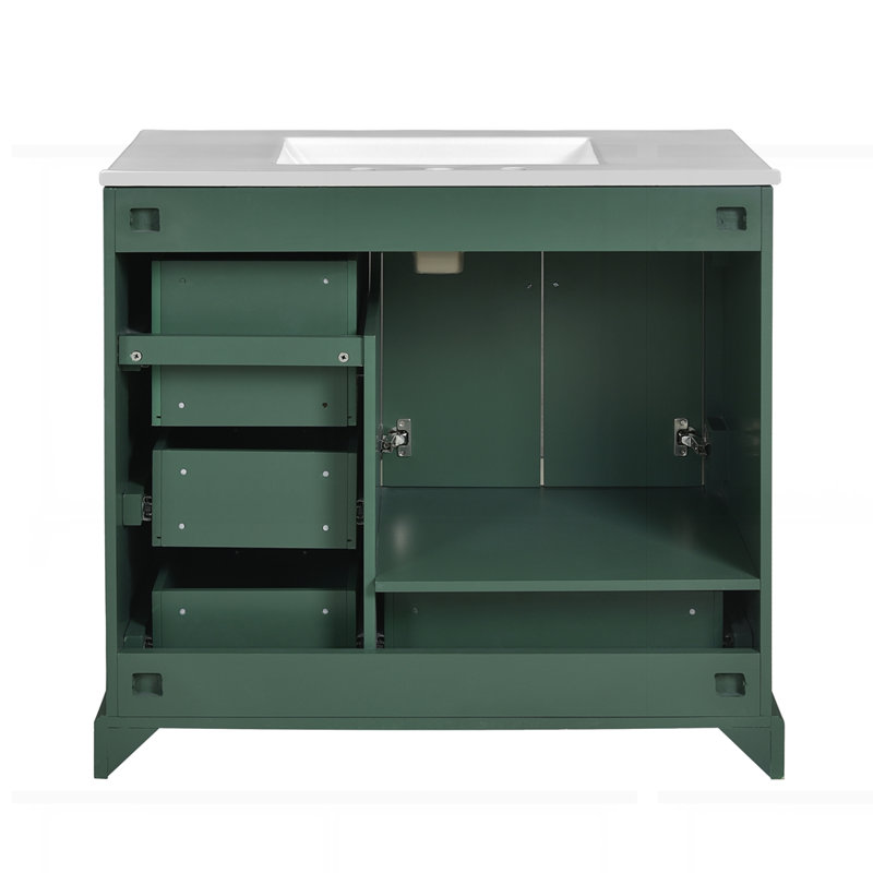 Meuble-lavabo traditionnel 36 "avec lavabo en céramique, Vert