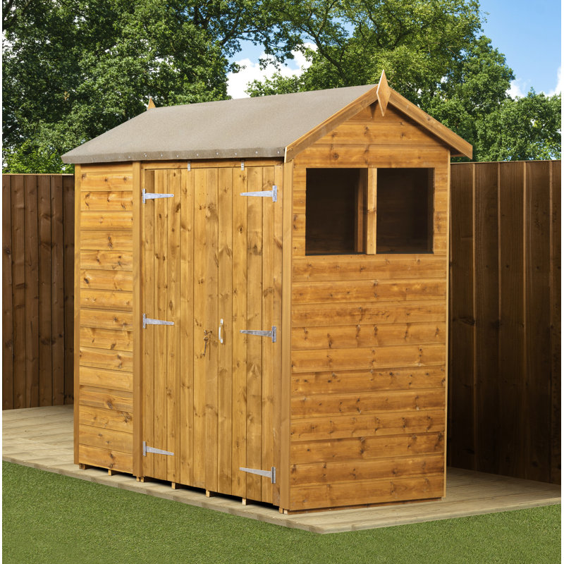 Modular Apex Garden Shed  4X6 With Windows Double Door