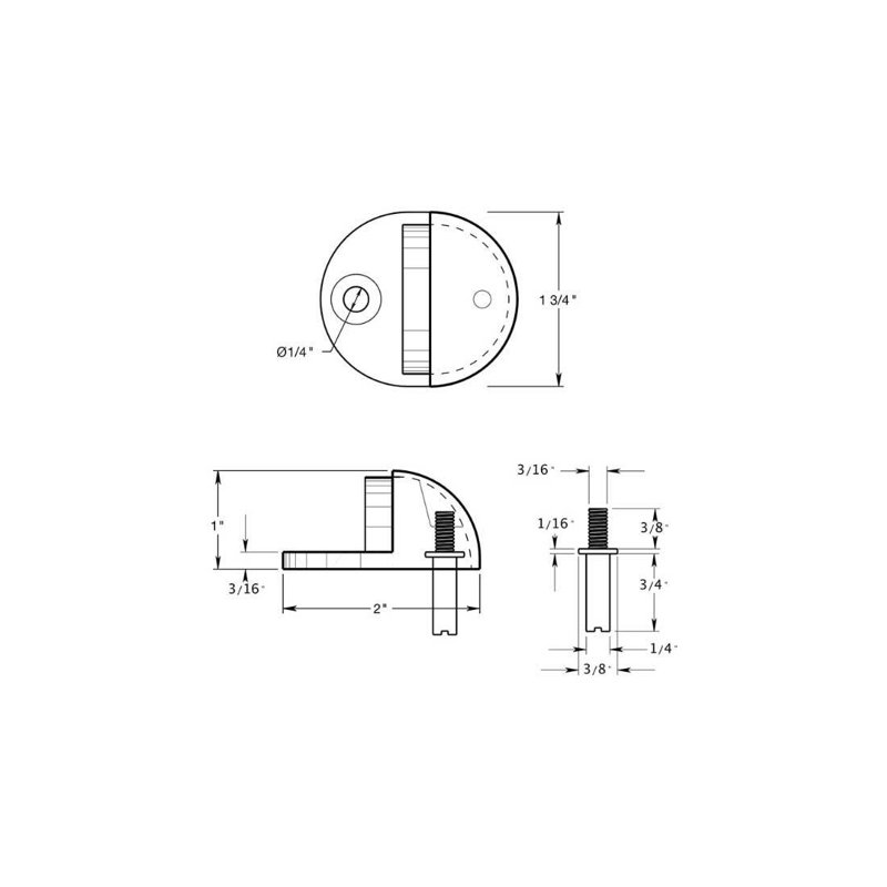Butée de dôme Deltana DSLP316U5, H 34,92 po x l 25,4 po x P 25,4 po, Laiton antique