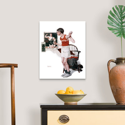 «Norman Rockwell Boy Lifting Weights», art mural sur toile