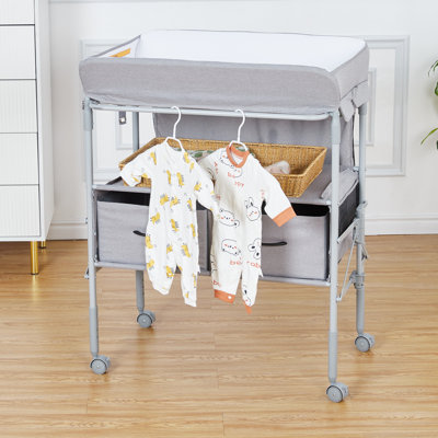 Table à langer portative pour bébé, station à langer pliable avec coussin imperméable et tiroirs