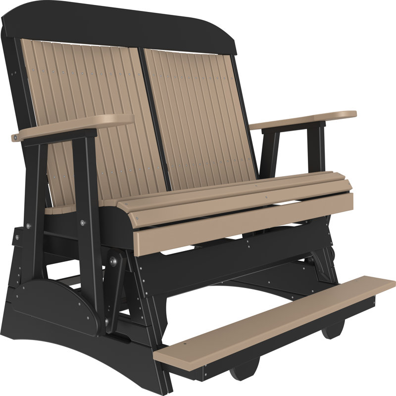 Banc d'extérieur coulissant en polywood, Brun foncé / noir