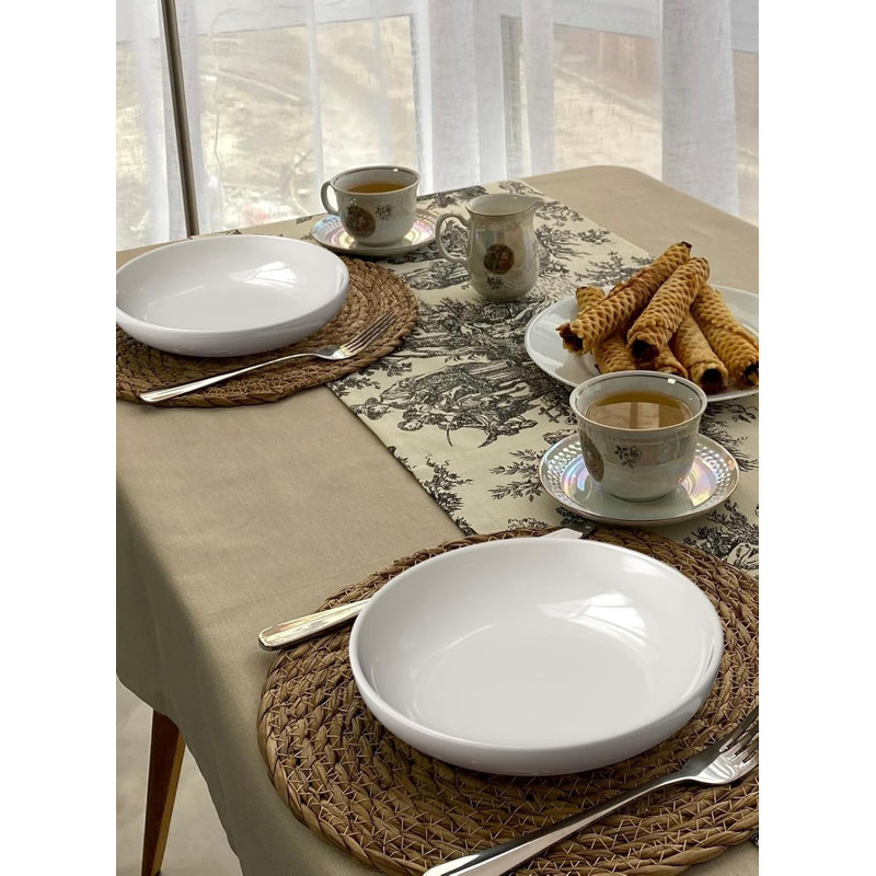  Grand bol à soupe 8,5 "pour la cuisine, ensemble de 4 bols à pâtes 35 oz, va au micro-ondes et au lave-vaisselle, bol de service large et peu profond en porcelaine, assiettes blanches