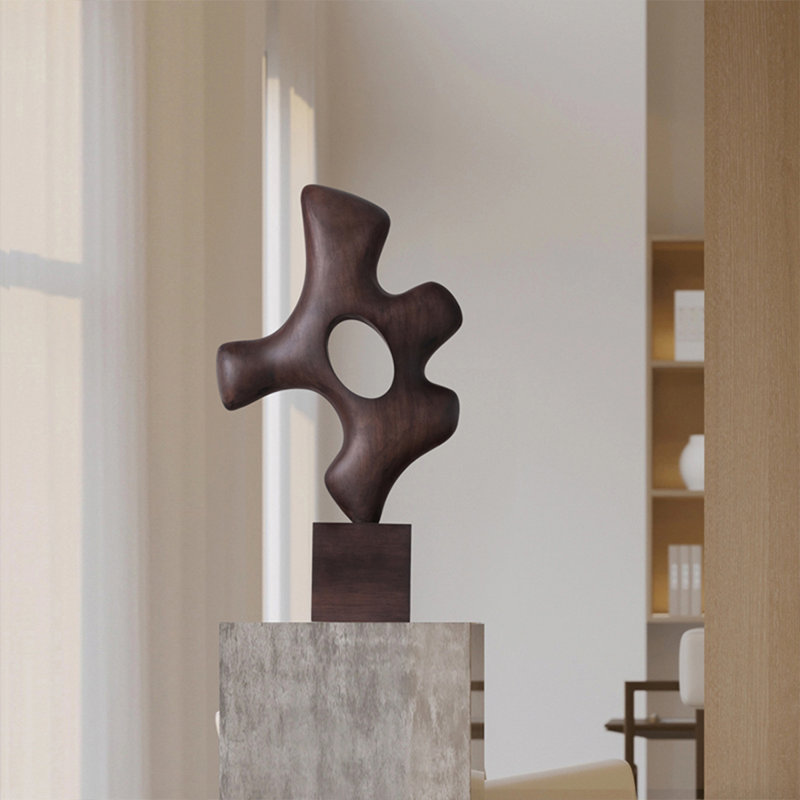 Brown Free Form Solid Wood Decorative Object