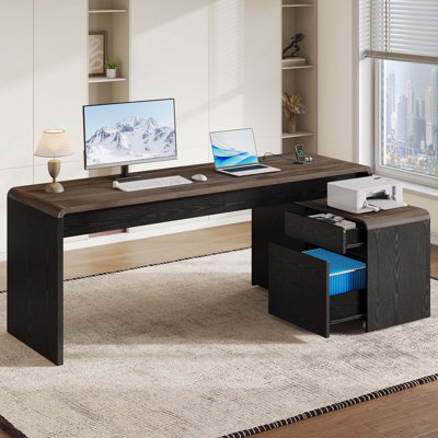 Bureau de direction en forme de L de 78,7 pouces avec armoire de rangement amovible