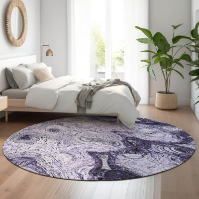 Premium Machine Washable Cerrito AMF579 Purple Rug