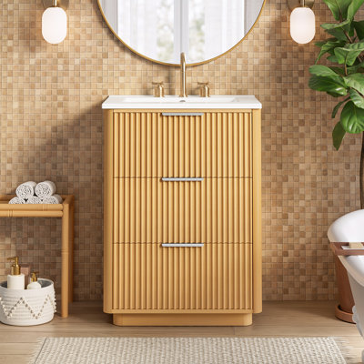 Meuble-lavabo en bois massif 24 po naturel